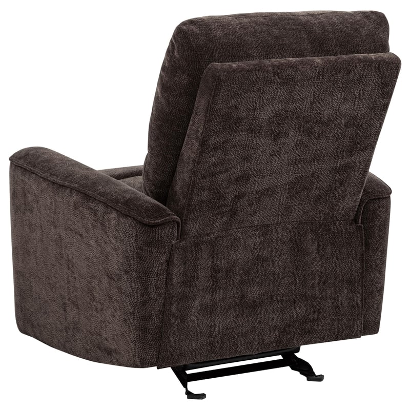 Coaster Navarro Transitional Tufted Chenille Glider Recliner in Dark Brown