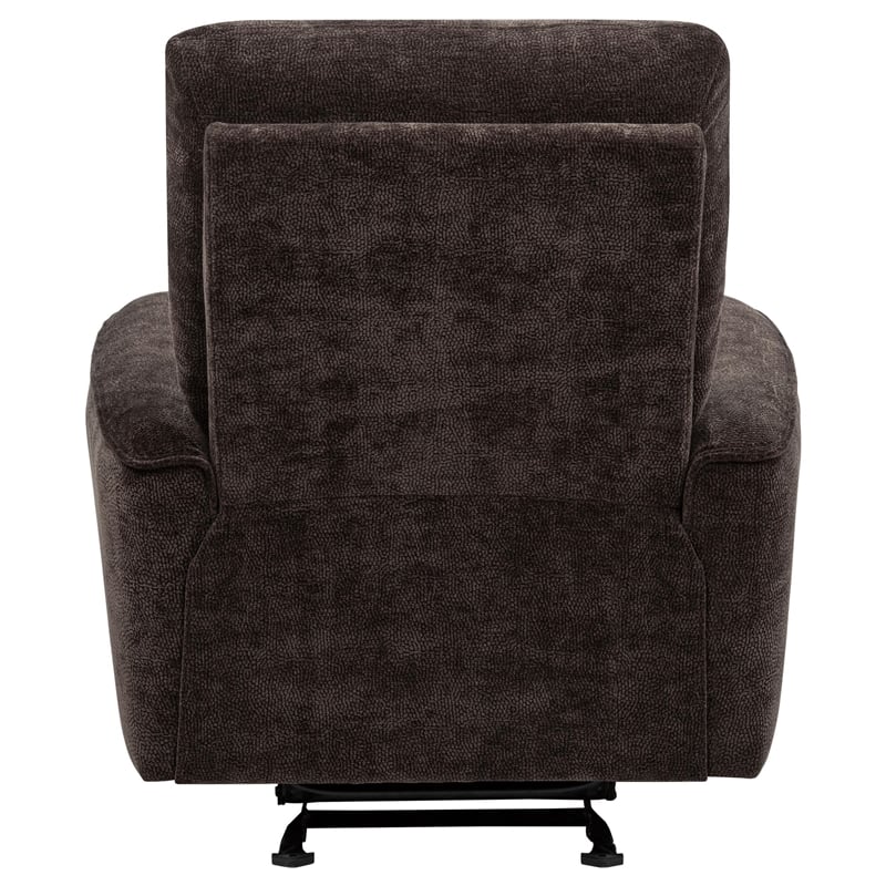 Coaster Navarro Transitional Tufted Chenille Glider Recliner in Dark Brown
