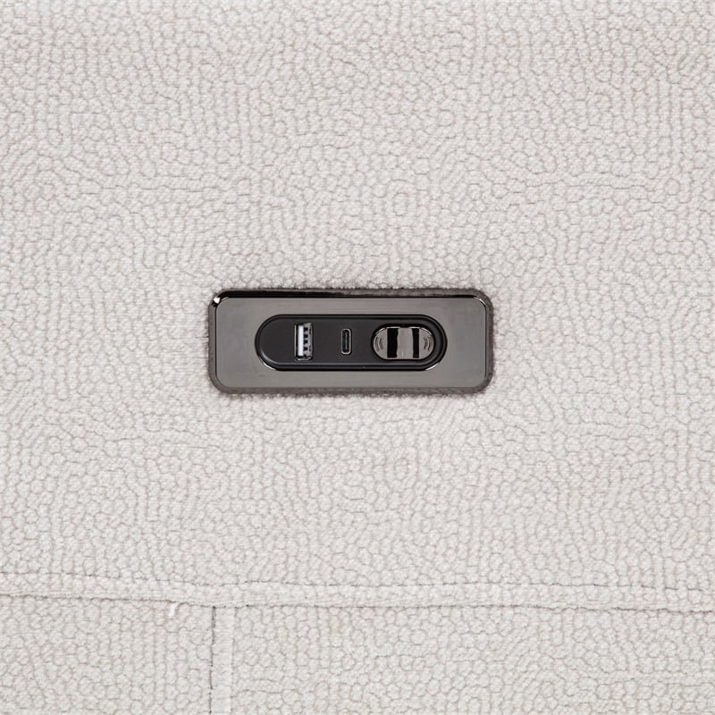Coaster Kennett Transitional Upholstered Chenille Power Recliner Chair in Ivory
