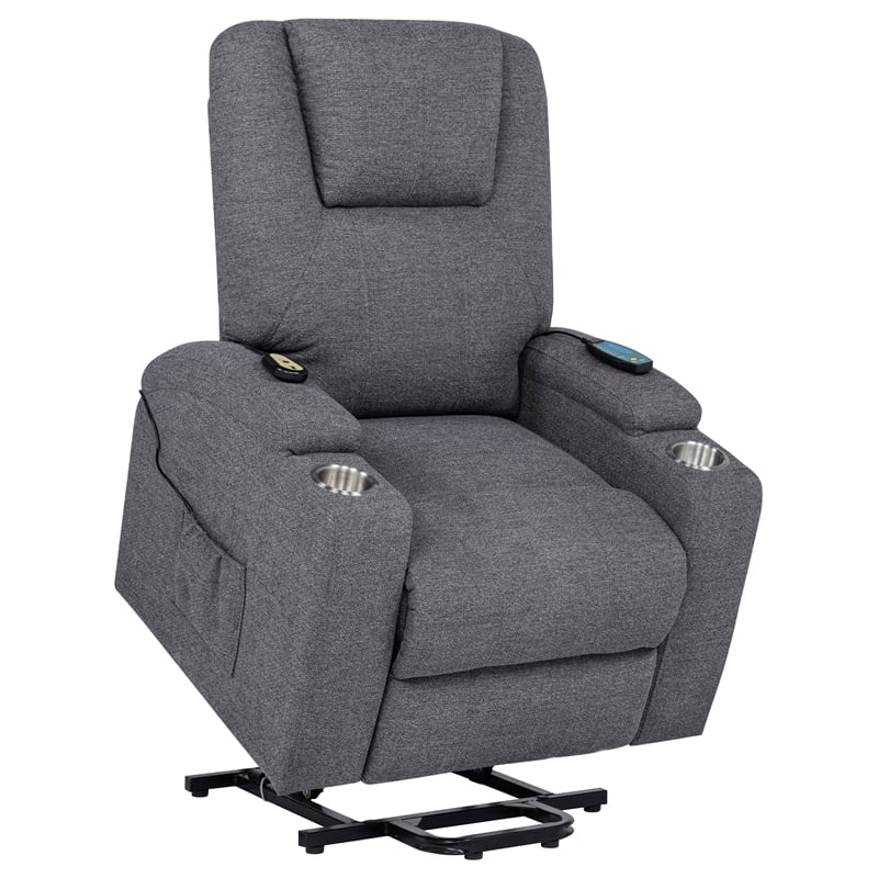 Coaster Louie Transitional Chenille Power Lift Massage Chair in Dark Gray