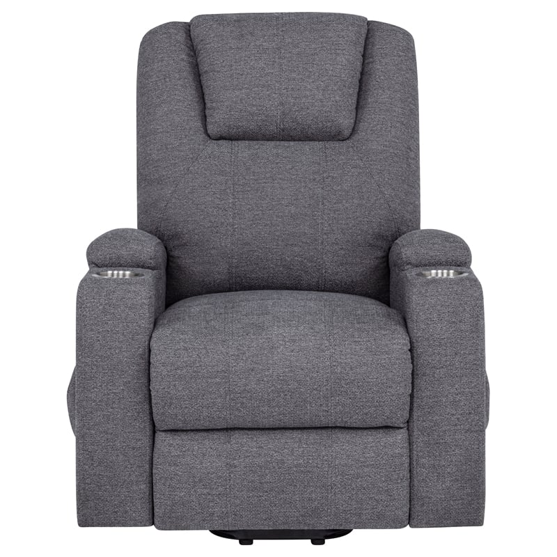 Coaster Louie Transitional Chenille Power Lift Massage Chair in Dark Gray
