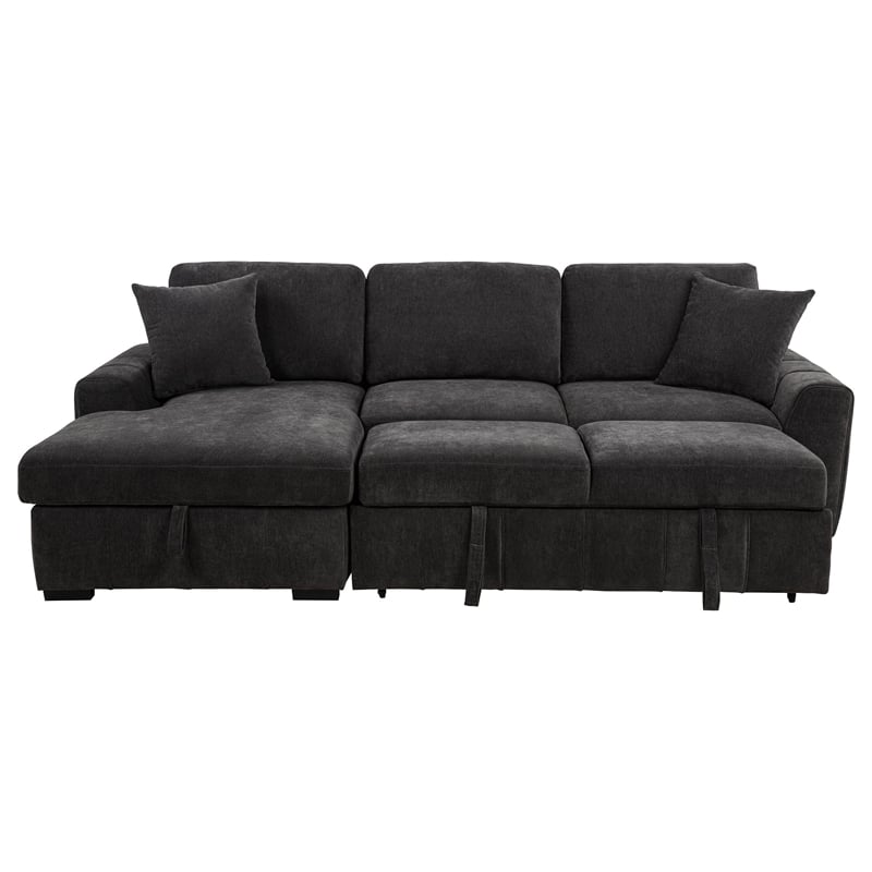 Coaster Pastrana Fabric Upholstered Sleeper Sectional Sofa LAF Chaise in Gray