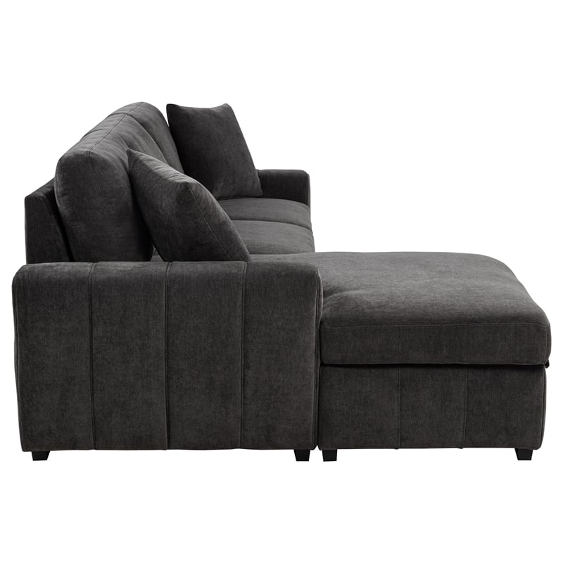 Coaster Pastrana Fabric Upholstered Sleeper Sectional Sofa LAF Chaise in Gray
