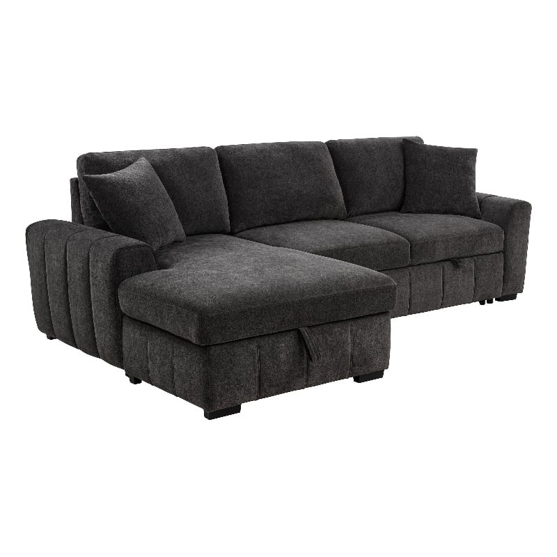 Coaster Pastrana Fabric Upholstered Sleeper Sectional Sofa LAF Chaise in Gray