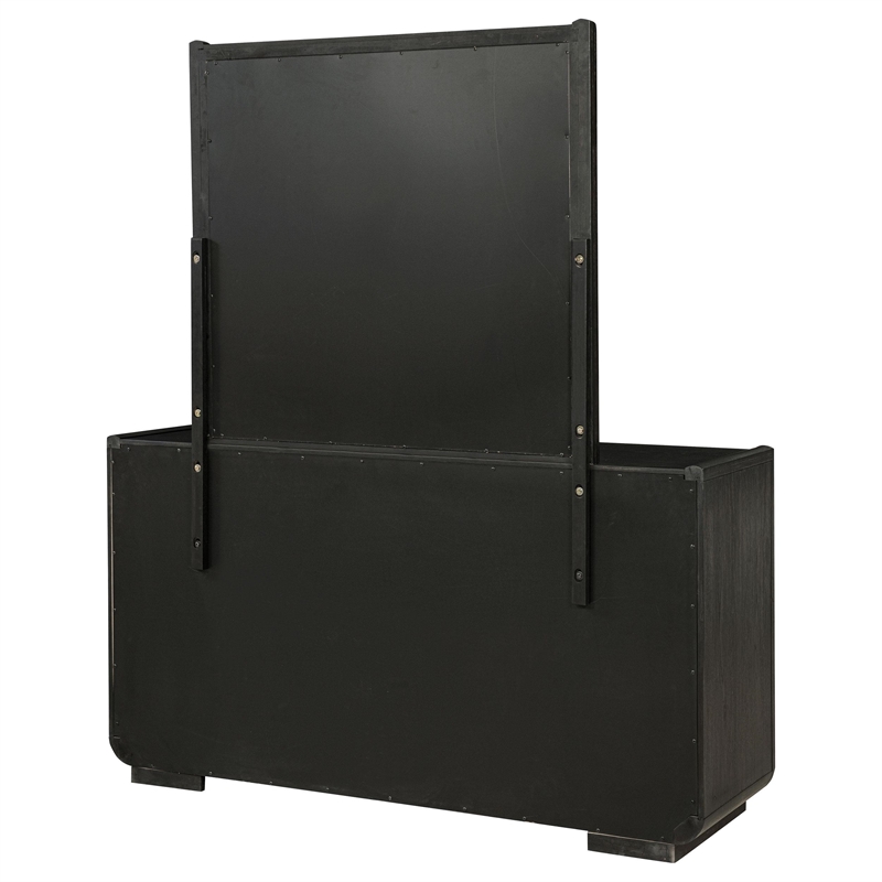 Coaster Leandro 8-drawer Wood Bedroom Dresser with Mirror in Burnished Black