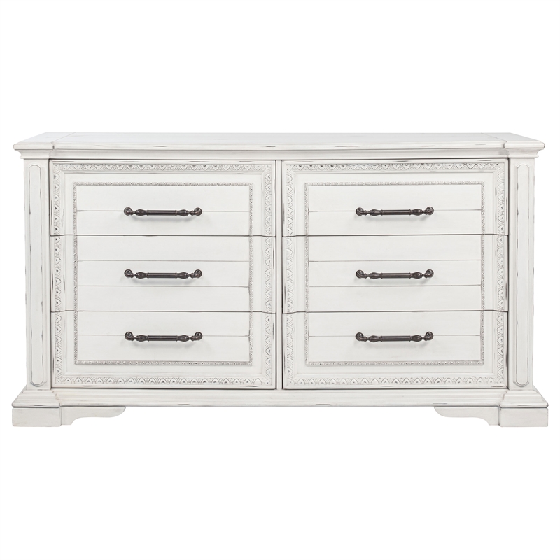Coaster McKinney 6-drawer Wood Bedroom Dresser Cabinet in Vintage White