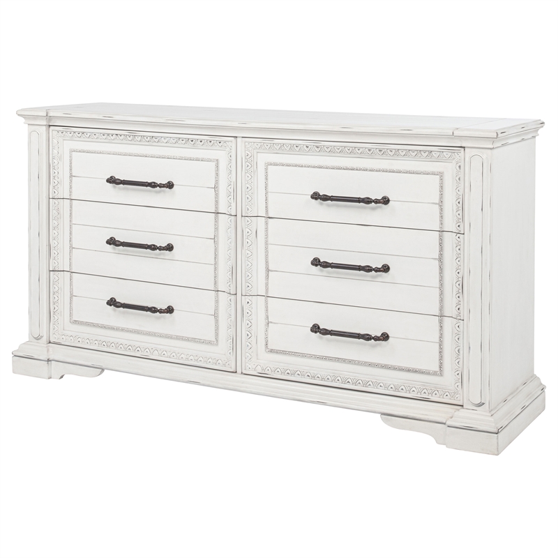 Coaster McKinney 6-drawer Wood Bedroom Dresser Cabinet in Vintage White
