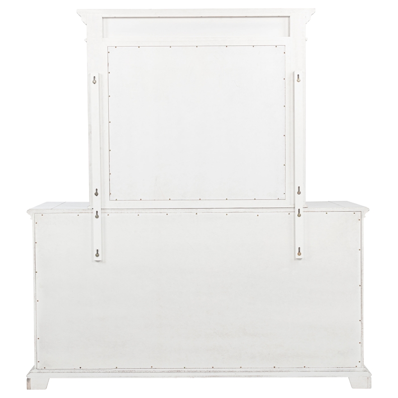 Coaster McKinney 6-drawer Wood Bedroom Dresser with Mirror in Vintage White