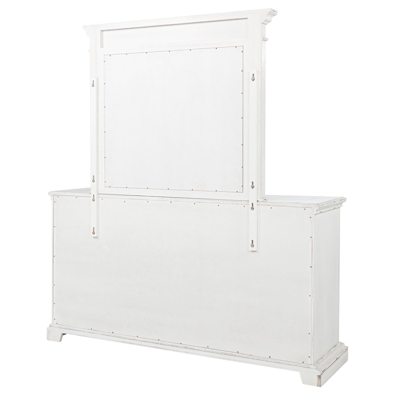 Coaster McKinney 6-drawer Wood Bedroom Dresser with Mirror in Vintage White