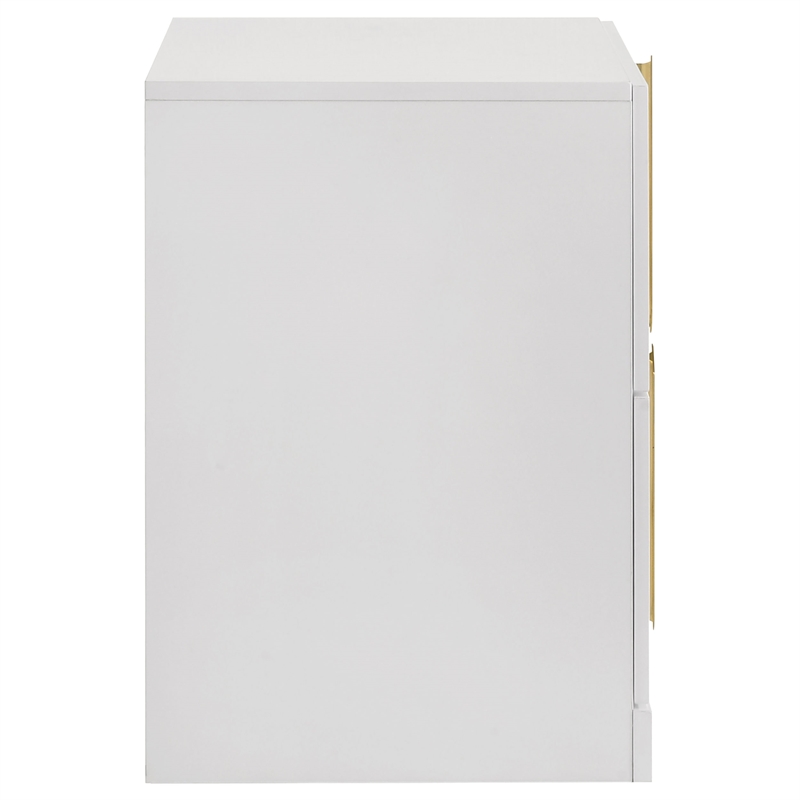 Coaster Ines 2-drawer Wood Nightstand Bedside Table in White High Gloss