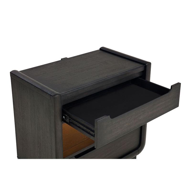 Coaster Leandro 2-drawer Wood LED Nightstand with USB in Burnished Black