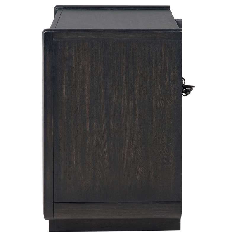 Coaster Leandro 2-drawer Wood LED Nightstand with USB in Burnished Black
