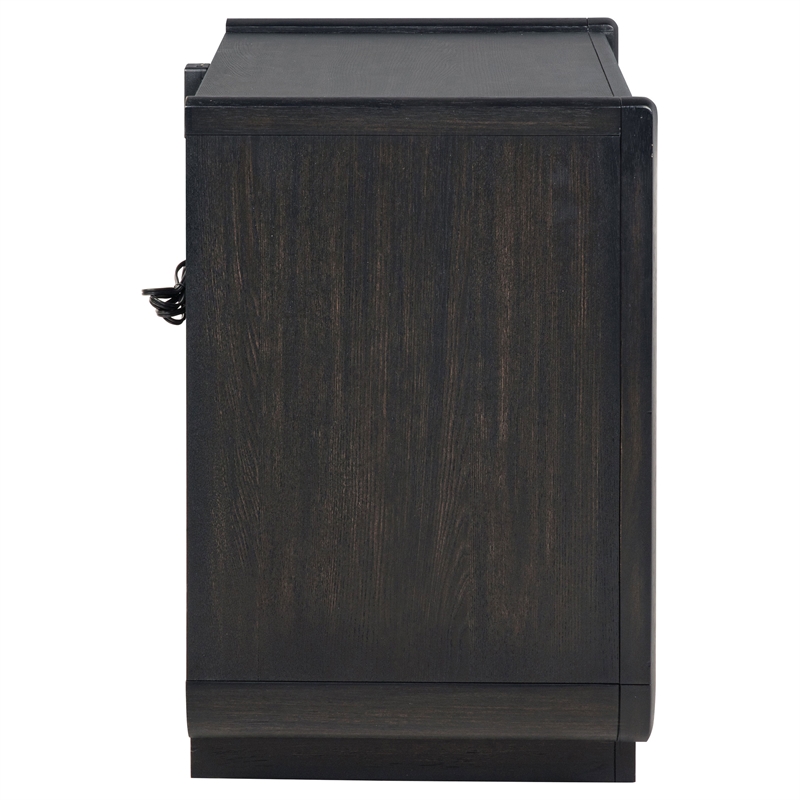 Coaster Leandro 2-drawer Wood LED Nightstand with USB in Burnished Black