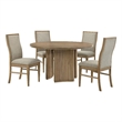 Coaster Adina 5-Piece Wood Dining Table Set in Distressed Light Brown/Barley