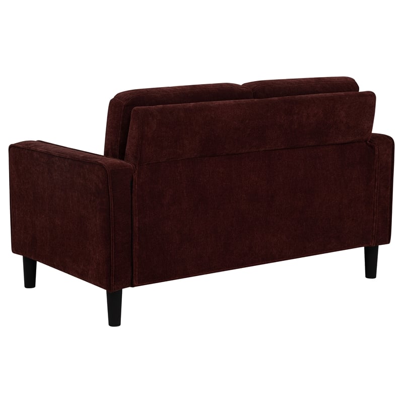 Coaster Ruth 2-Piece Upholstered Fabric Track Arm Sofa in Rust Red