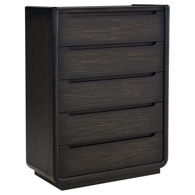 Coaster Leandro 5-Piece Wood Eastern King Bedroom Set in Burnished Black