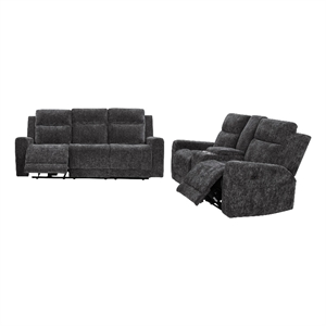 Coaster Kennett 2-Piece Chenille Power Reclining Sofa Set in Dark Gray