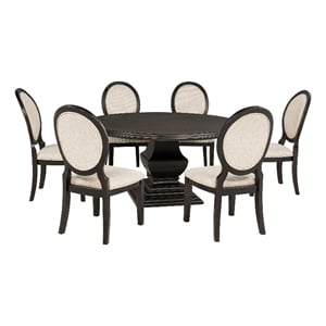 Coaster Twyla 7-Piece Round Wood Dining Room Table Set in Dark Cocoa Brown/Cream