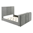 Coaster Tara Contemporary Upholstered Velvet Eastern King Panel TV Bed in Gray