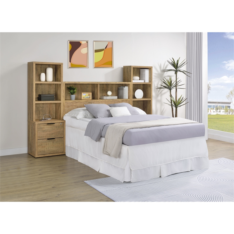 Coaster Westpark 3-Piece Wood Full Bedroom Set Bookcase Headboard in Brown
