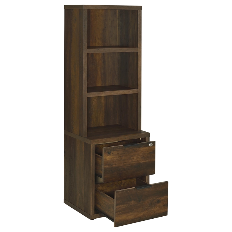 Coaster Westpark 3-Piece Wood Twin Bedroom Set Bookcase Headboard in Dark Pine