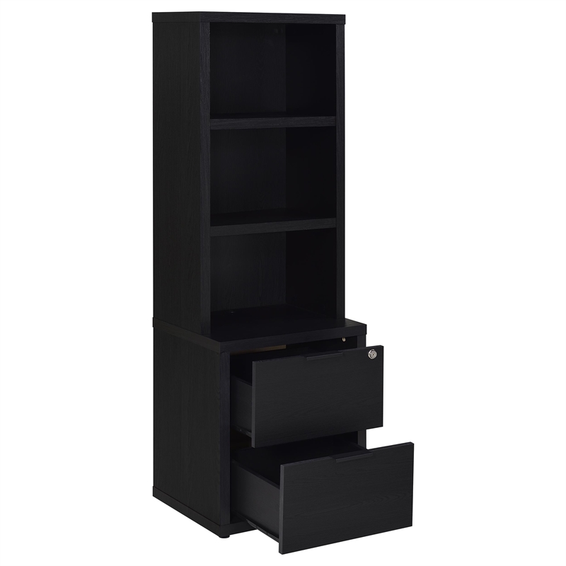 Coaster Westpark 3-Piece Wood Twin Bedroom Set Bookcase Headboard in Black