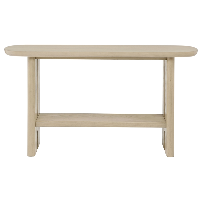 Coaster Kailani Coastal Wood Sofa Console Table with Shelf in Beige Oak