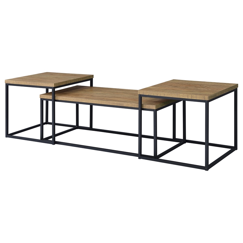 Coaster Straden 3-piece Engineered Wood Coffee Table Set in Mango and Black