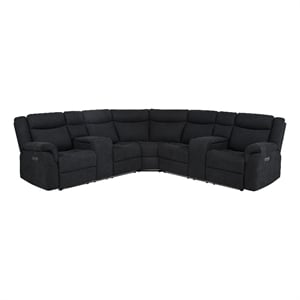 Coaster Hagen Upholstered Power Reclining Sectional Sofa in Steel Gray