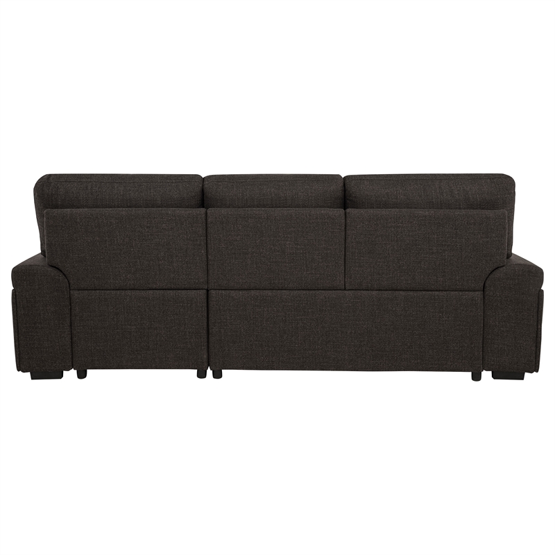 Coaster Demko Sleeper Sectional Sofa with Speaker and Storage Chaise in Brown