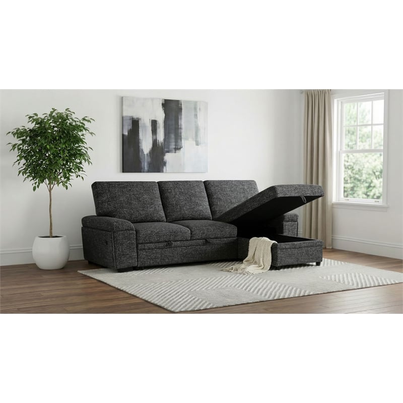 Coaster Demko Sleeper Sectional Sofa with Speaker and Storage Chaise in Gray