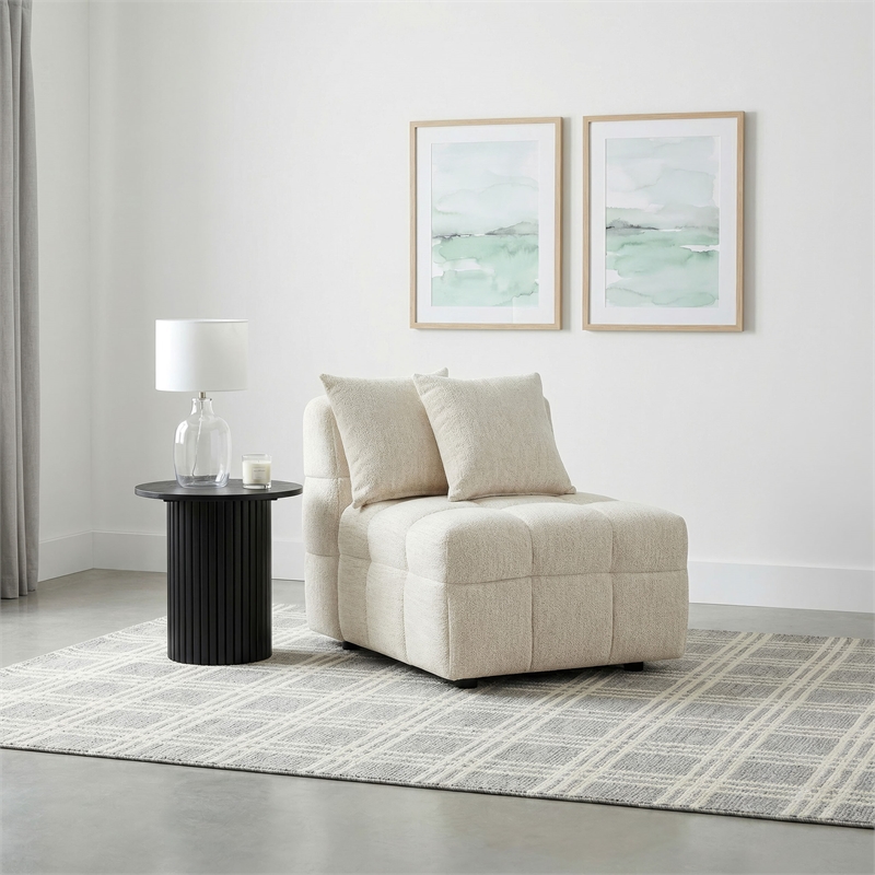 Coaster Amara Armless Tufted Chenille Chair with Black Legs in Ivory