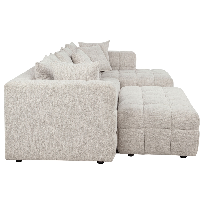 Coaster Amara 4-Piece Tufted Chenille Sectional Sofa with Black Legs in Ivory