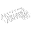 Coaster Amara 3-Piece Tufted Chenille Sectional Sofa with Black Legs in Ivory