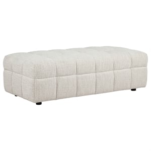 Coaster Amara Tufted Chenille Ottoman with Black Legs in Ivory