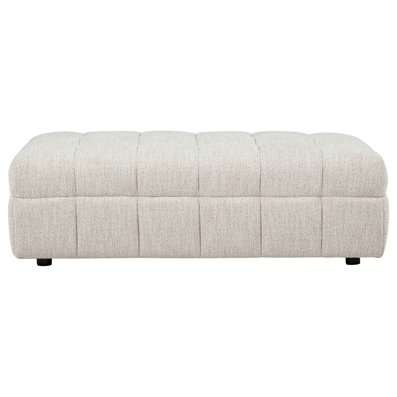Coaster Amara Tufted Chenille Ottoman with Black Legs in Ivory