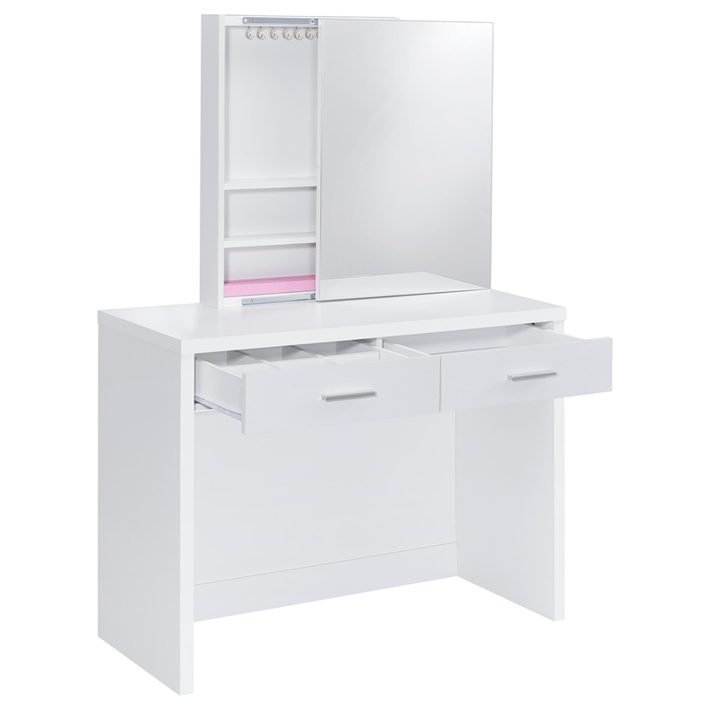 Coaster Bunbury Engineered Wood Makeup Vanity Table Set in White