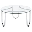 Coaster Beller 3-piece Tempered Glass Top Metal Frame Coffee Table Set in Chrome