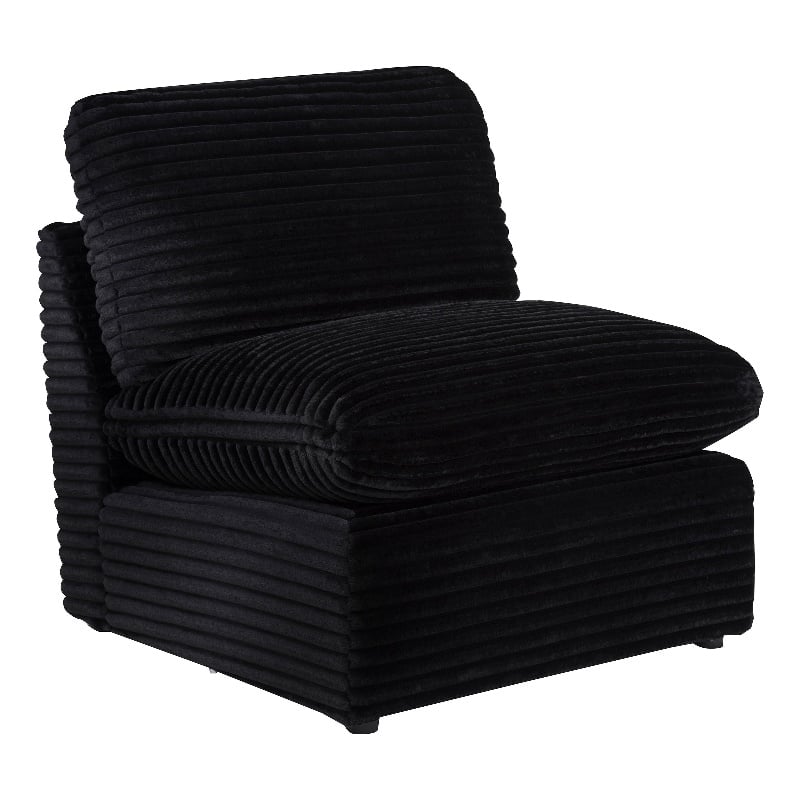 Coaster Collins Modular Upholstery Fabric Corduroy Armless Chair in Black
