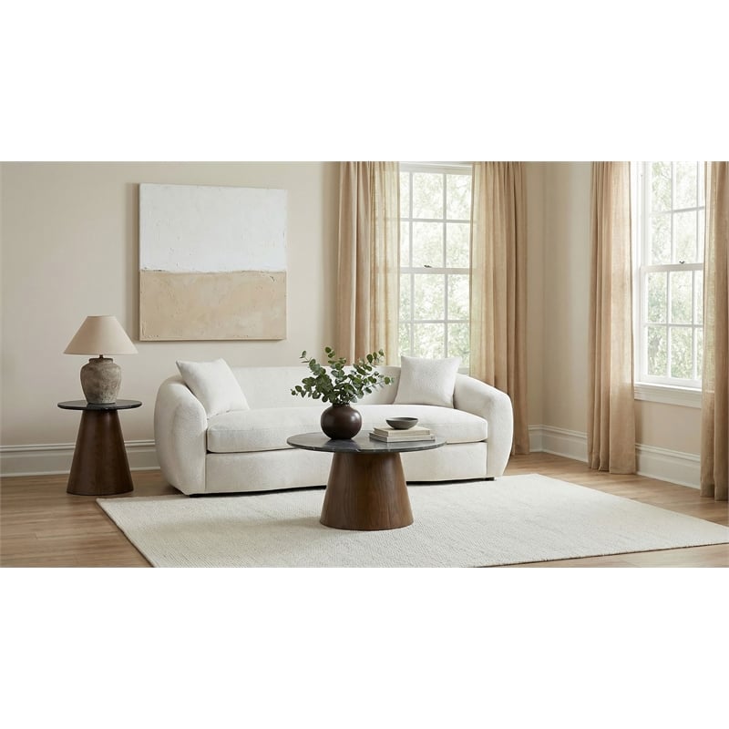 Coaster Isabella Fabric Upholstered Curved Silhouette Sofa in Sand color