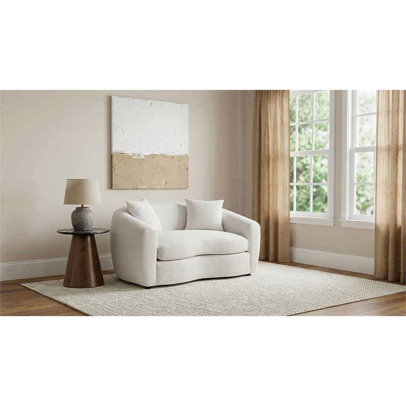 Coaster Isabella Fabric Upholstered Curved Silhouette Loveseat in Sand Color