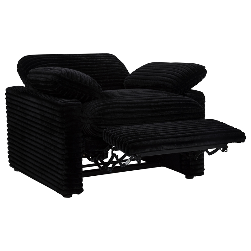 Coaster Collins Upholstery Fabric Corduroy Power Recliner Chair in Black