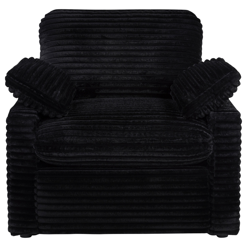 Coaster Collins Upholstery Fabric Corduroy Power Recliner Chair in Black