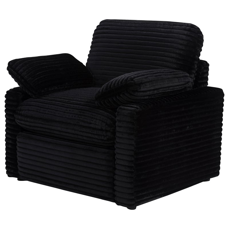 Coaster Collins Upholstery Fabric Corduroy Power Recliner Chair in Black