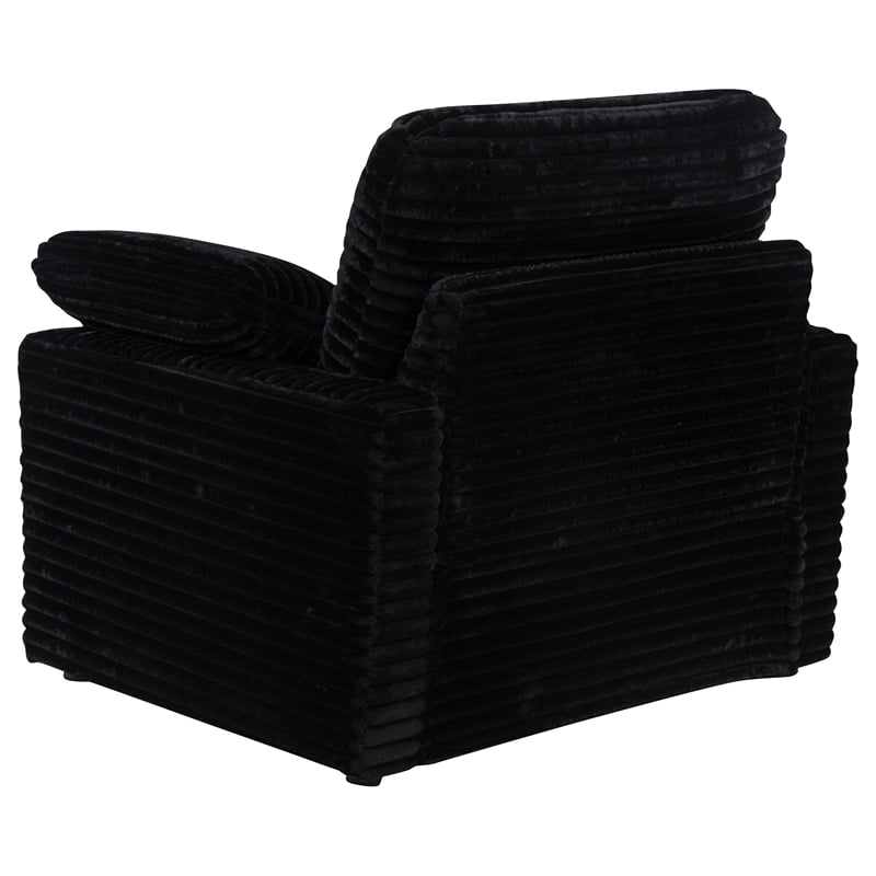 Coaster Collins Upholstery Fabric Corduroy Power Recliner Chair in Black