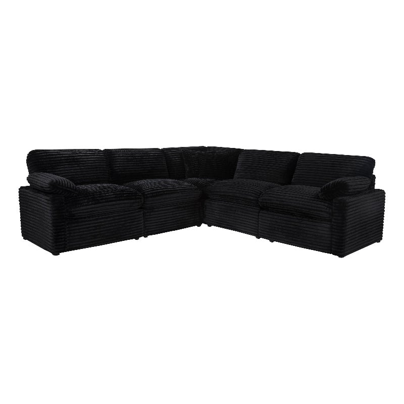 Coaster Collins 5-piece Fabric Modular Power Reclining Sectional Sofa in Black