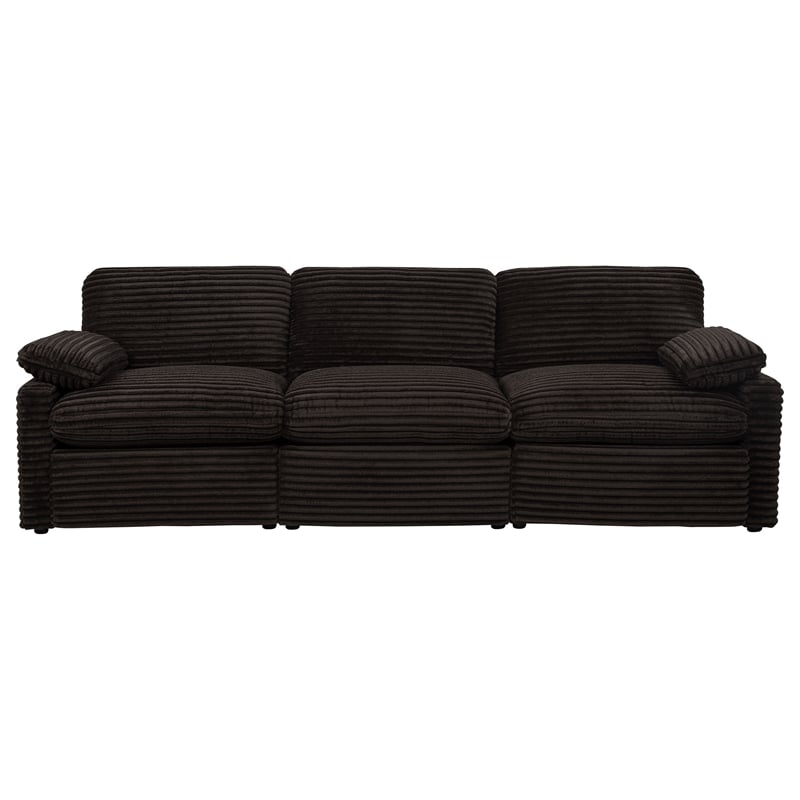 Coaster Collins Modular Upholstery Fabric Corduroy Power Sofa in Brown