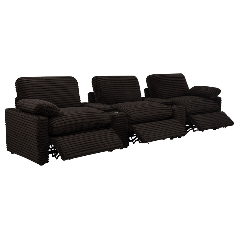 Coaster Collins 5-Piece Fabric Power Reclining Home Theater Seating in Brown