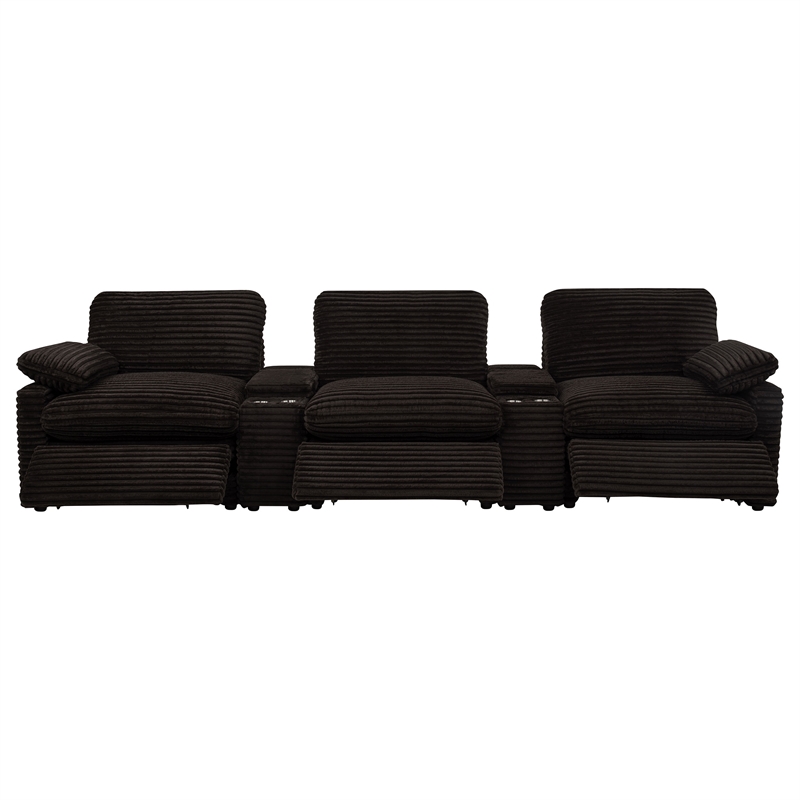 Coaster Collins 5-Piece Fabric Power Reclining Home Theater Seating in Brown