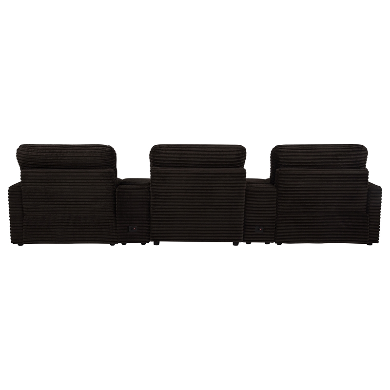 Coaster Collins 5-Piece Fabric Power Reclining Home Theater Seating in Brown